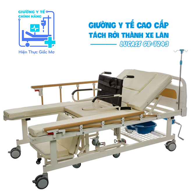 Giường Y Tế Tay Quay Tách Xe Lăn LUCASS GB-T243
