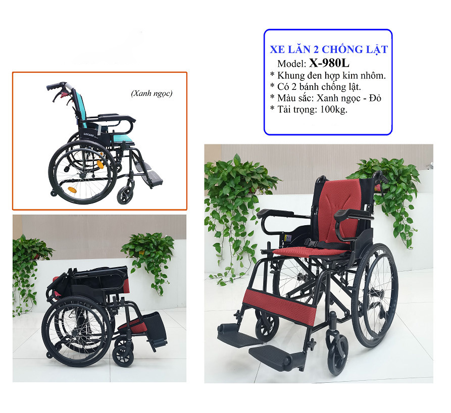 XE LĂN NHÔM 2 CHỐNG LẬT X-980L (new)